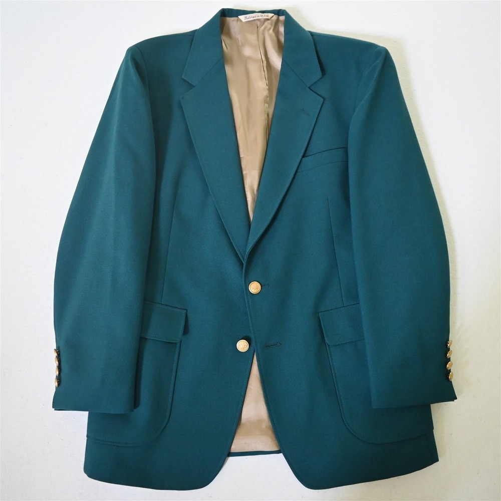 Arnold Palmer 42R Green Hopsack Gold Button Mens Blazer Suit Jacket Sport Coat